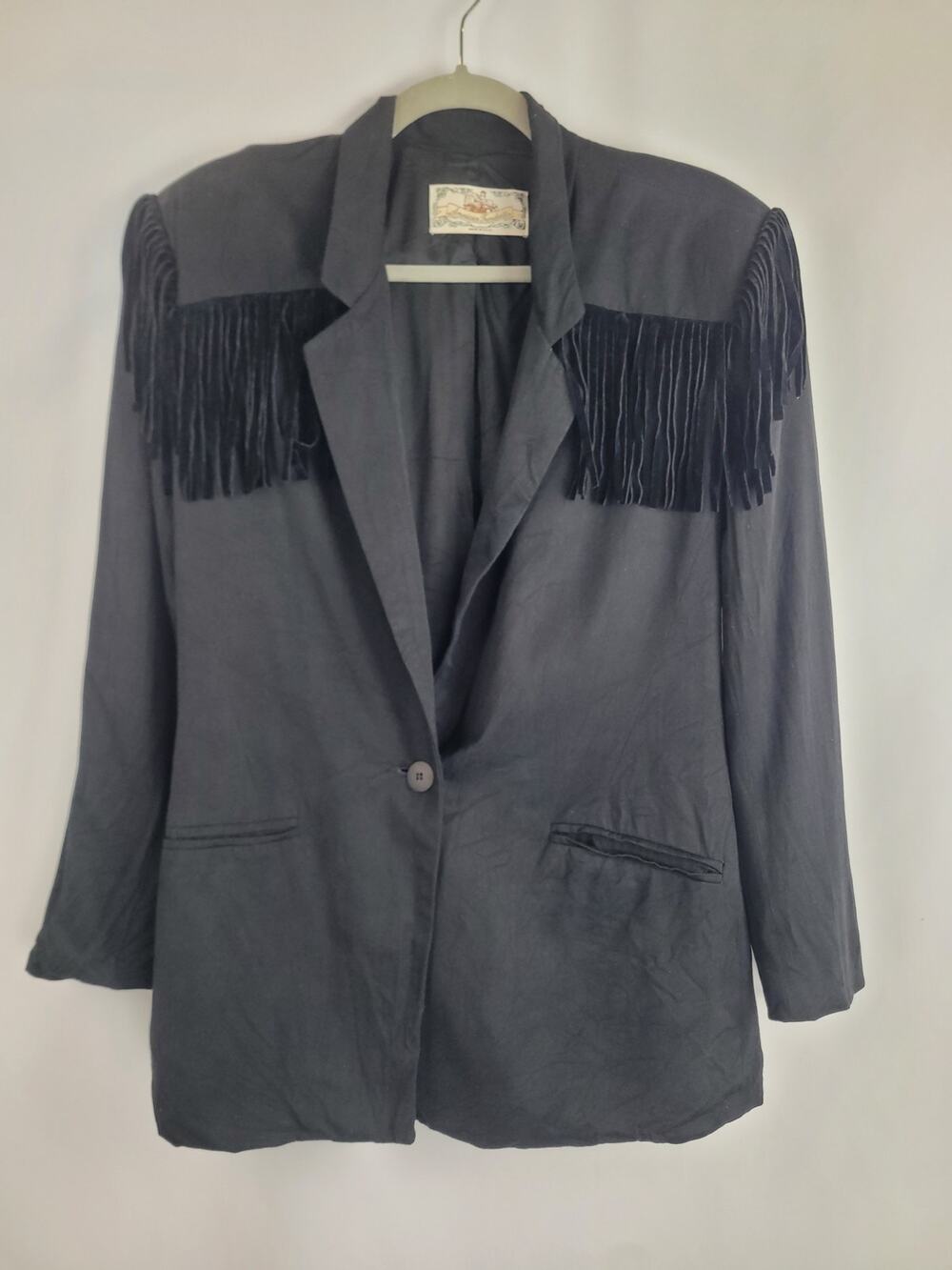 American Trendsetter Western Cowgirl Womens Black Fringe Sports Coat Jacket 10